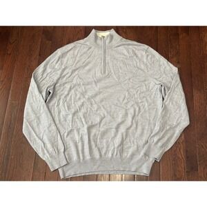 Collars And Co Sweater Mens XL Gray 1/4 Zip Long Sleeve Golf Merino Wool